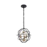 Wallace 3 Light Matte Black And Brass Pendant