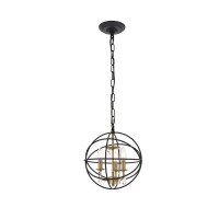 Wallace 3 Light Matte Black And Brass Pendant