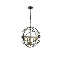 Octavia 5 Light Brass And Dark Brown Pendant