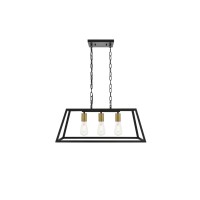 Resolute 3 Light Brass And Black Pendant