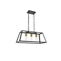 Resolute 3 Light Brass And Black Pendant