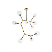 Cavoli 9 Light In Light Antique Brass And Flat Black Pendant