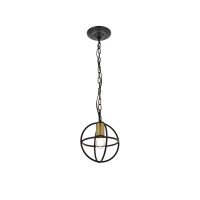 Octavia 1 Light Brass And Dark Brown Pendant