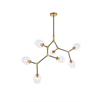 Cavoli 7 Light In Light Antique Brass And Flat Black Pendant