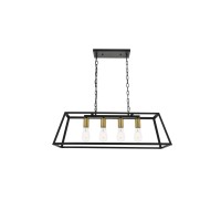 Resolute 4 Light Brass And Black Pendant