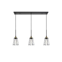 Auspice 3 Light Brass And Black Pendant