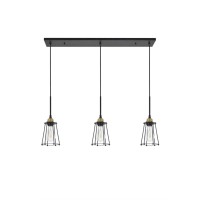 Auspice 3 Light Brass And Black Pendant