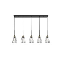 Auspice 5 Light Brass And Black Pendant