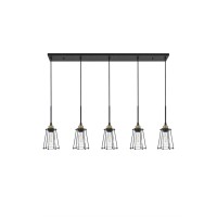 Auspice 5 Light Brass And Black Pendant