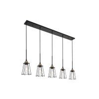 Auspice 5 Light Brass And Black Pendant