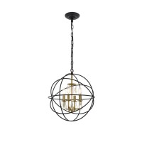 Wallace 4 Light Matte Black And Brass Pendant