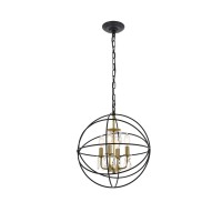 Wallace 4 Light Matte Black And Brass Pendant