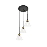 Histoire 3 Light Brass And Black Pendant