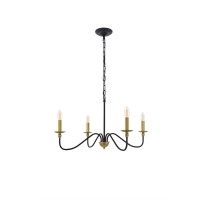 Rohan 4 Light Matte Black And Brass Pendant