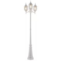 Noma Aluminum Triple Head Outdoor Street Light Lamp Post Lantern With Clear Glass Panels For Patio, Garden, And Backyard, White