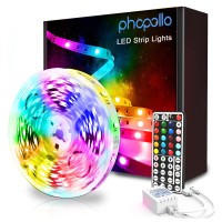 Phopollo Led Strip Lights Color Changing 16.4Ft Flexible 5050 Rgb Led Lights Kit With Power Supply And 44 Keys Remote