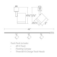 Wac Lighting Charge Led 10W Energy Star 3 Light Track Kit With Floating Canopy Feed And 4Ft Track With End Caps 3000K In White