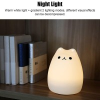 Yosoo Led Night Light, Romantic Cute Cat White Colorful Night Lamp Bedside Lamp Table Nightstand Light For Home Bar Cafe Bedroom Decorating Lighting Gaming Room Decor Sleep Aid