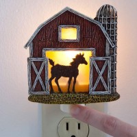 Bits And Pieces - Barn Nightlight - Rustic Wall Plug In Night Light - Home Lighting And D