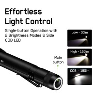 Gp Led Torch Led Flashlight & Inspection Light Adjustable Focus Handheld Flashlight Super Bright 180 Lumens Pocket Torch Zoomable And Waterproof Camping Outdoor Torch Batteries Included