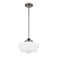 Light Society Ls-C251-Bz-Wh Portola Schoolhouse Pendant Bronze With White Opal Glass Shade, Classic Vintage Modern Lighting Fixture