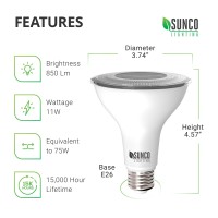 Sunco Lighting 4 Pack Dusk To Dawn Light Bulbs Flood Light Outdoor Par30 Led, Photocell Sensor, 11W=75W, 4000K Cool White, 850 Lm, Ip65 Waterproof, Light Sensing Auto On/Off Security Porch Light Ul