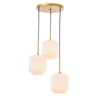 Collier 3 Light Brass And Frosted White Glass Pendant