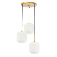 Collier 3 Light Brass And Frosted White Glass Pendant