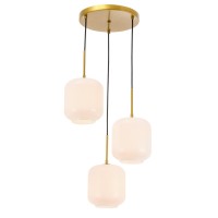 Collier 3 Light Brass And Frosted White Glass Pendant