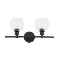 Collier 2 Light Black And Clear Glass Wall Sconce