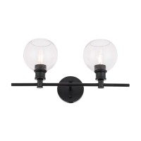 Collier 2 Light Black And Clear Glass Wall Sconce