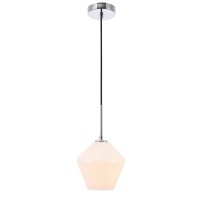 Gene 1 Light Chrome And Frosted White Glass Pendant