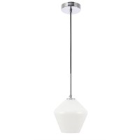 Gene 1 Light Chrome And Frosted White Glass Pendant