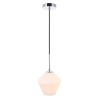 Gene 1 Light Chrome And Frosted White Glass Pendant