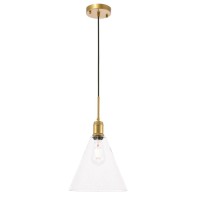 Hugh 1 Light Brass And Clear Glass Pendant