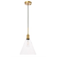 Hugh 1 Light Brass And Clear Glass Pendant