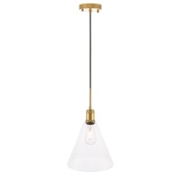 Hugh 1 Light Brass And Clear Glass Pendant