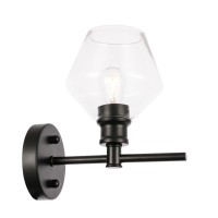 Gene 1 Light Black And Clear Glass Wall Sconce