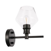 Gene 1 Light Black And Clear Glass Wall Sconce