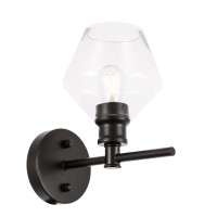 Gene 1 Light Black And Clear Glass Wall Sconce