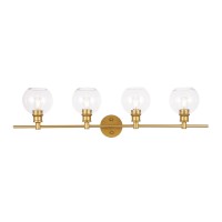 Collier 4 Light Brass And Clear Glass Wall Sconce