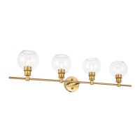 Collier 4 Light Brass And Clear Glass Wall Sconce