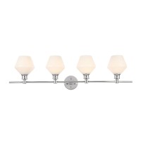 Gene 4 Light Chrome And Frosted White Glass Wall Sconce