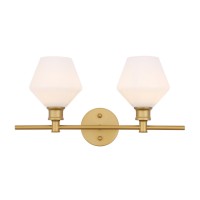 Gene 2 Light Brass And Frosted White Glass Wall Sconce