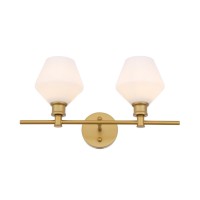 Gene 2 Light Brass And Frosted White Glass Wall Sconce