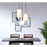 Gene 3 Light Brass And Frosted White Glass Pendant