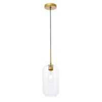 Collier 1 Light Brass And Clear Glass Pendant