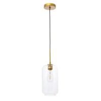 Collier 1 Light Brass And Clear Glass Pendant