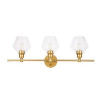 Gene 3 Light Brass And Clear Glass Wall Sconce