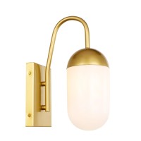 Kace 1 Light Brass And Frosted White Glass Wall Sconce